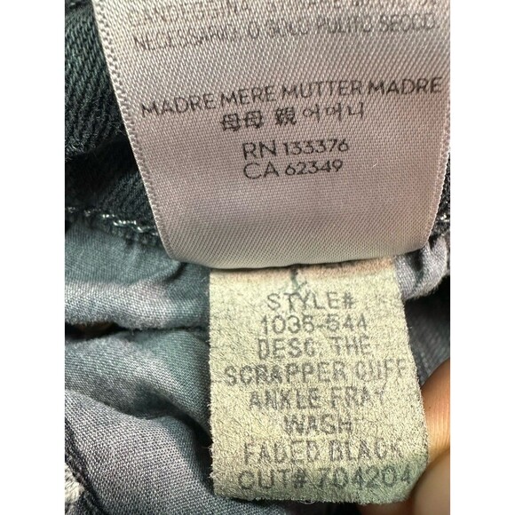 Mother Superior The Scrapper Cuff Ankle Jeans Size 27 Black Frayed Hem - Picture 5 of 10